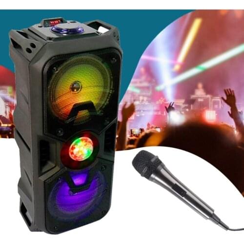 M90 Smart Portable Bluetooth Extra Bass Speaker Disco Light Karaoke Sound System Microphone Controller Music Player Party Mode