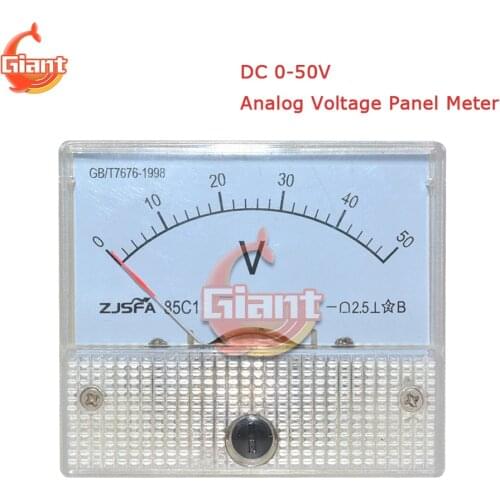 5V 12V 24V 36V 85C1 DC Voltmeter 0-50V Analog Volt Voltage Panel Meter Voltmeter Gauge With Class 2.5 Accuracy Voltage Tester