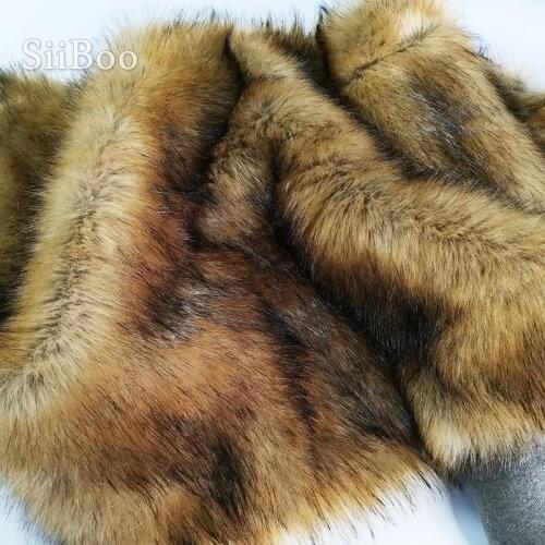 High grade brown 5cm plush faux fox fur fabric for winter coat vest Fur collar 180*50cm 1pc long hair fox fur tissu telas SP4581