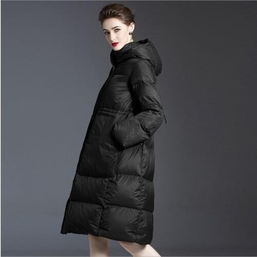 Lady New Winter 90% Ultra Light White Duck Down Jacket black Women Long Down Coat Female Parkas Thick Warm Snow Outwear clothes