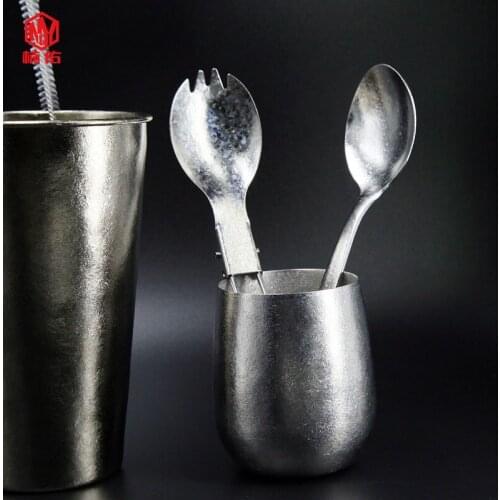 1PC EDC Outdoor Portable Picnic Water Cup Beer Mug Pure Titanium Double-layer Cup Teacup single-layer Beer Mug