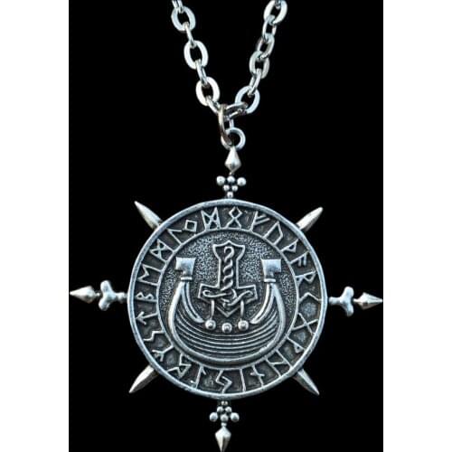 12pcs SanLan Vintage Viking Ship pendant masculine necklace Norse Jewelry vikings board talisman amulet necklace Mens jewelry