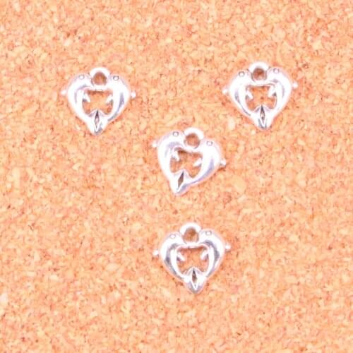 150 pcs Charms double dolphin,Antique Making pendant fit,Vintage Tibetan Silver,jewelry DIY bracelet necklace 11*11mm