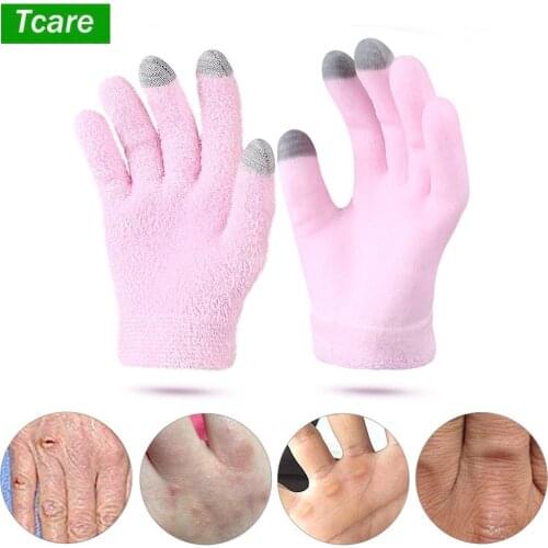 Tcare 2Pcs Reusable SPA Gel Gloves Moisturizing Whitening Exfoliating Velvet Smooth Beauty Hand Care Silicone Touch Screen Glove