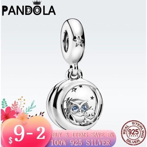 2021 new 925 Sterling Silver Always by Your Side Owl Dangle Beads Bracelet Fit Original Pandora Bracelet DIY Jewelry For Women