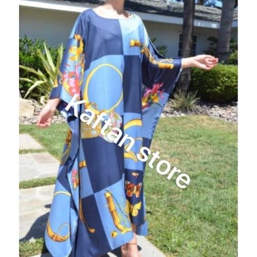 African Dashiki Printed Bohemian beach Silk kaftan Dresses Modern Fashion Abaya Dubai Muslim women Robe gowns