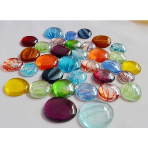 Free shipping 500g Mixed color and pure color large decorative pattern glass flat bead marbles aquarium decoration