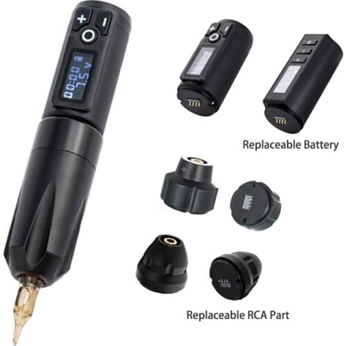 Replaceable Wireless Tattoo Battery Pen Rotary Machine Gun Digital Display With RCA Part Permanent Makeup Pen Needle Cartridges
