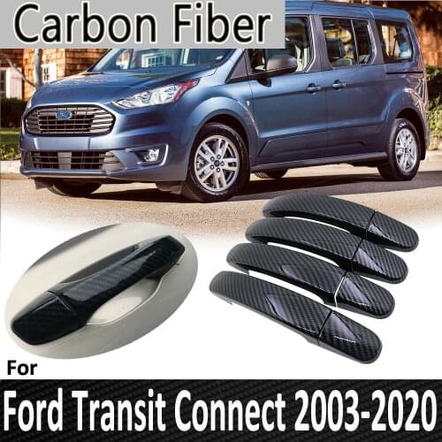 Black Carbon Fiber For Ford Transit Connect MK2 Wagon 2013 2014 2015 2016 2017 2018 2019 2020 Door Handle Cover Car Accessories