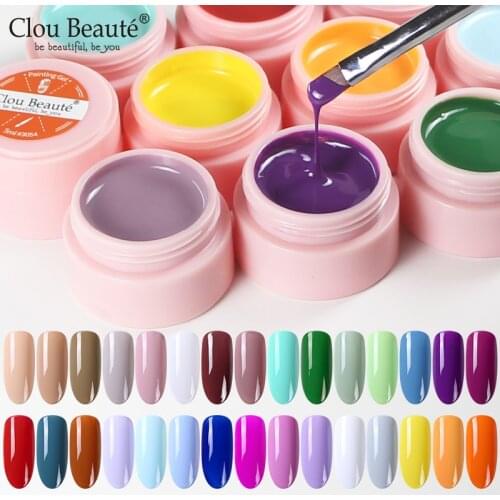 Clou Beaute 73 Color Paint Gel Nail Polish UV Soak Off Nail Lacquer Nail Art Painting Glitter Rainbow Design Manicure Varnish