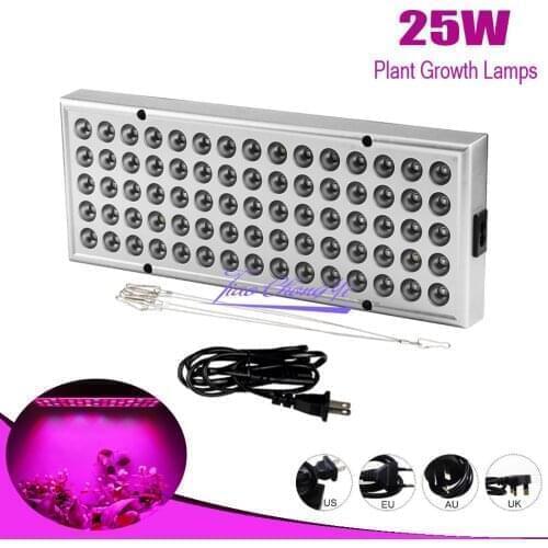 85-265V 75leds UV IR Lamps Panel 25W Phyto Lamp Indoor Grow Lamp For Plant 380-780nm Full Spectrum LED Growing Light