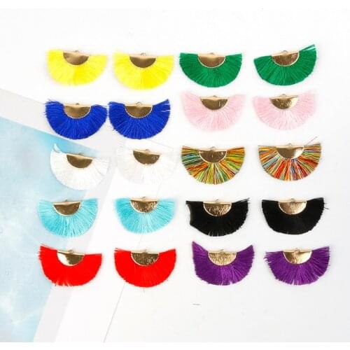 10 Colors Metal Polyester Silk Tassel Fan Shaped Tassel Fringe for DIY Craft Jewelry Findings Keychain Earring Accessories