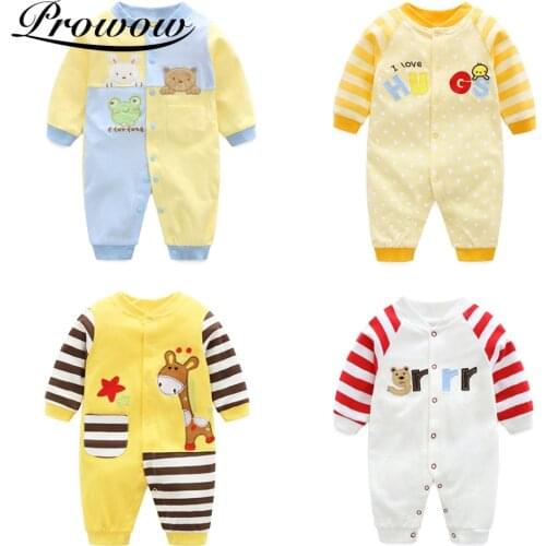 Prowow Newborn Jumpsuit Cartoon Babys Rompers Autumn Winter Baby Animals Clothes Cute Toddler Baby Boy Overalls Infant Clothing