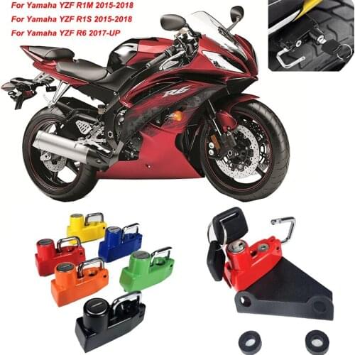 For Yamaha R1S R1M 15-18,YZF R6 2017 2018 2019 Motorcycle Helmet Lock Mount Hook 6 color Side Anti-theft Security with 2 Keys