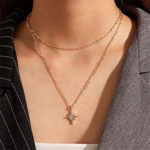 LIMARIO Star Necklace New Crystal Dangle Women Pendant Necklace Minimalist Style Alloy Trendy Female Birthday Jewelry Gift Party