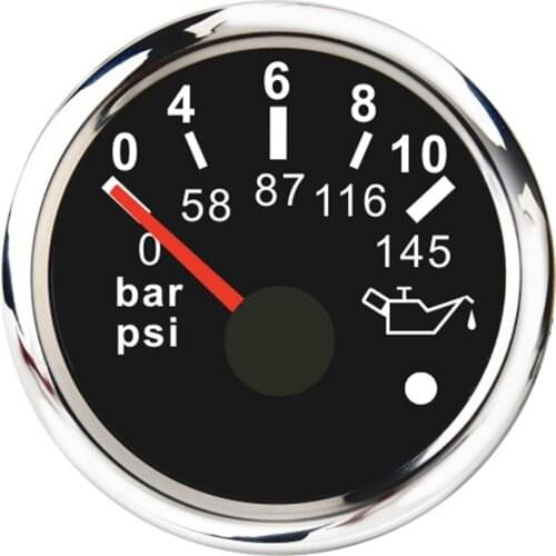 0-5/10 Bar Oil Pressure Gauge 52MM 0-73 PSI 0-145 PSI Oil Pressure Gauge Waterproof 316 Stainless Steel IP67 Pressure Gauge