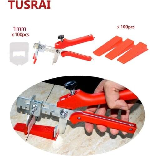 Tile Leveling System Kit 1mm 1/32" 201pcs Ceramic Wall Floor Leveling Clips + Wedges + Pliers Lippage System Starter Kit TUSRAI