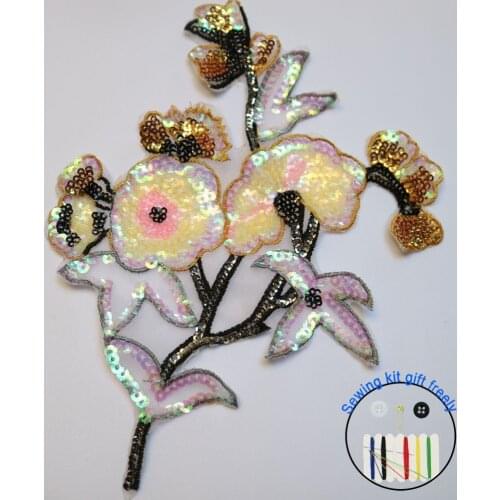 1pc sequins flower beaded patches for clothing DIY 3d embrodery patch applique floral decorative sequins Parches