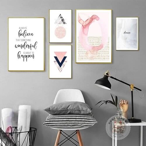 Pink House Wall Art Geomety Canvas Prints Wall Poster Canvas Paintings Decorative Nordic Quote Home Decoracion