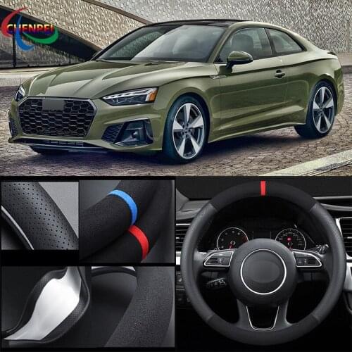 38cm Non-Slip Dreathable Suede steering wheel cover For Audi A5 Car Interior decoration accessories