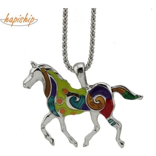 Hapiship 2018 New Fashion Women Jewelry /Gold Tone Jewelry Running Horse Pendant 27" Necklace Wholesale Free Shipping EA62
