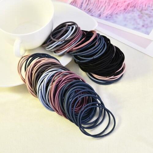 New 100PCS/Lot Women Girls Candy Colors Nylon 5CM Rubber Bands Safe Elastic Hair Bands Ponytail Holder Kids Hair Accessories