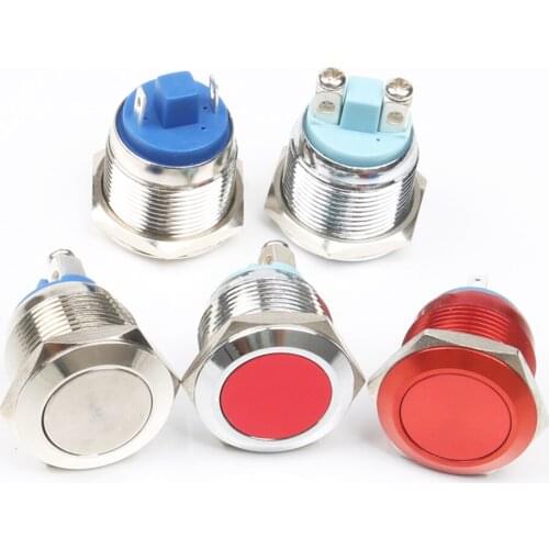 19mm Aluminum oxide press button switch Flat head 1NO momentary Car domed waterproof auto reset Push Button Switch