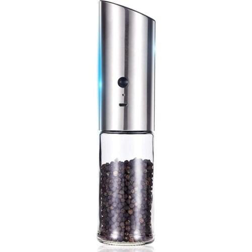 USB Rechargeable Electric Pepper Grinder Stainless Steel Gravity Salt and Pepper Grinders Refillable Compact Design
