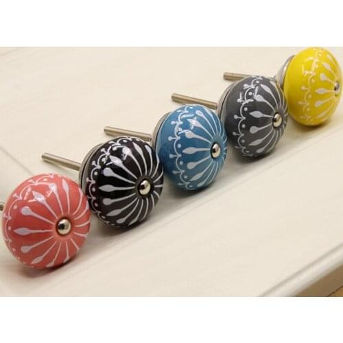 Hand-painted Art Ceramic Cabinet Pulls and Handles Rural Furniture Hardware