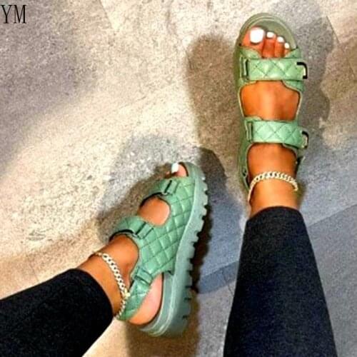 Retro Women Sandals Weave Flat Platform Ladies Wedge Shoes Casual Buckle Strap Female Summer 2021 New Sandalia