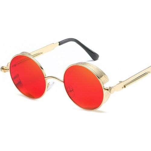 Metal Round Steampunk Sunglasses Men Women Fashion Glasses Brand Designer Retro Frame Vintage Sunglasses High Quality UV400