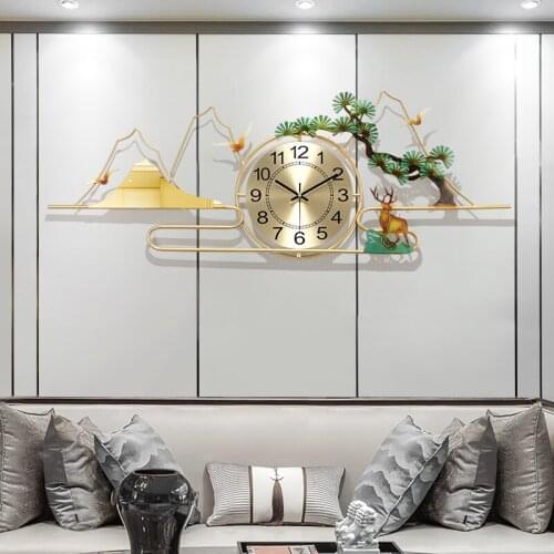 Modern Feng Shui Wrought Iron Deer Wall Clocks Home room 3D Wall Sticker Ornaments Decoration Club Restaurant Wall Mural Crafts