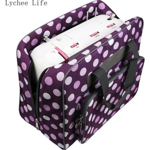 Lychee Life Dots Printed Sewing Machine Storage Bags Large Capacity Portable Travel Home Organizer Sewing Machine Accessories