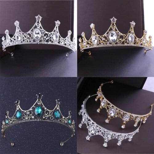 Green Wedding Bridal Crystal Tiara Crowns Princess Queen Party Prom Rhinestone Tiara Headband Hair Jewelry Accessories