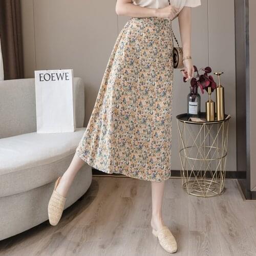 Womens Skirt Vintage Clothes Long Skirts Red Harajuku Summer High Waist Streetwear 2021 Fashion flowy Spring Elastic Chiffon