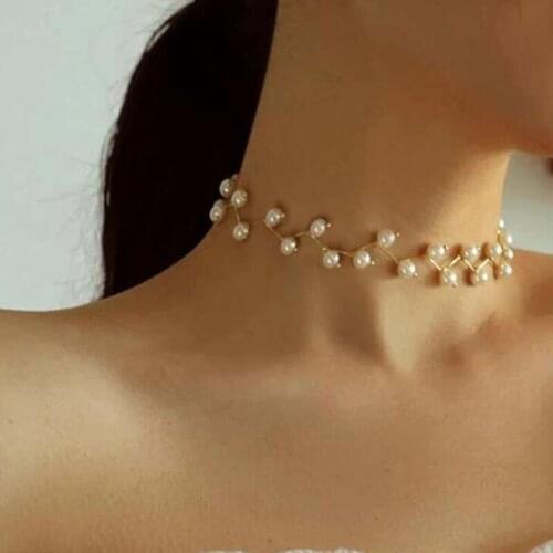 Beaded Choker Pearl Necklace For Women Gold Chain Necklaces Pendant Collar Chokers Chains Necklace Womens Jewelry чокер