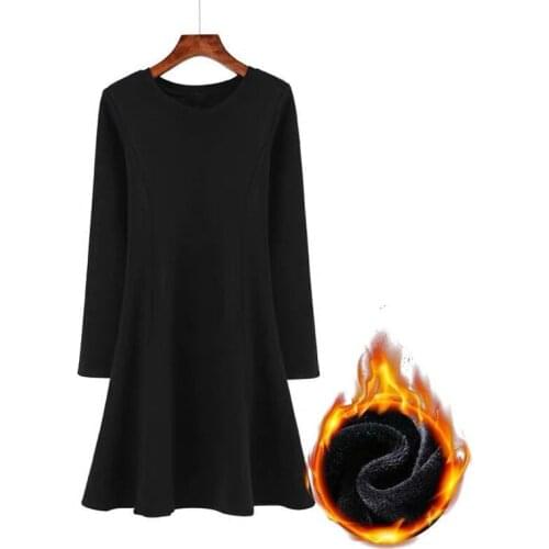 Plus Size 5XL 6XL 7XL Winter Women velvet Sweatshirt Dress 2019 Autumn Long Sleeve Solid Thickening Fleece Dresses Vestido