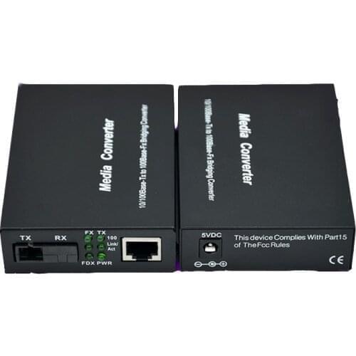 1 double 1000Base 10/100M 1 light Fiber Optical media converter singlemode Optic RJ45 25KM Fiber Optic Transceiver