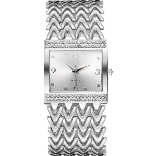 Womens 1PC Fashion Wide Strap Casual Diamond Square Digital Quartz Ladies Watch Woman Casual Bussiness Quartz Bracelet Watch