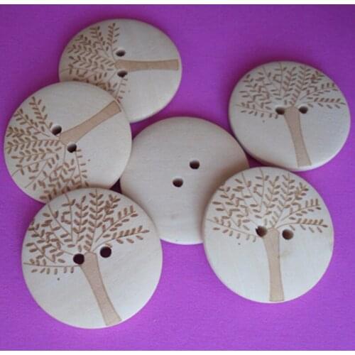 100pcs/lot Tree Design 2 Holes Wooden Buttons Sewing Buttons Craft Scrapbooking Clothing Accessories Wood Craft MS 004