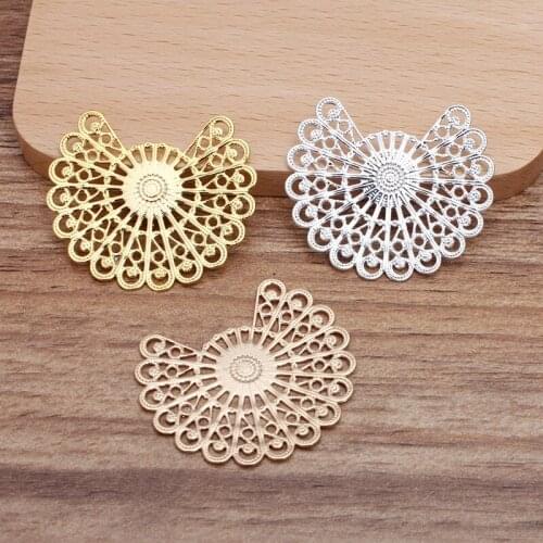 500pcs Brass Metal Big Filigree Flower European Charms Ornaments DIY Bridal Women Wedding Hair Jewelry Set Accessories Wholesale