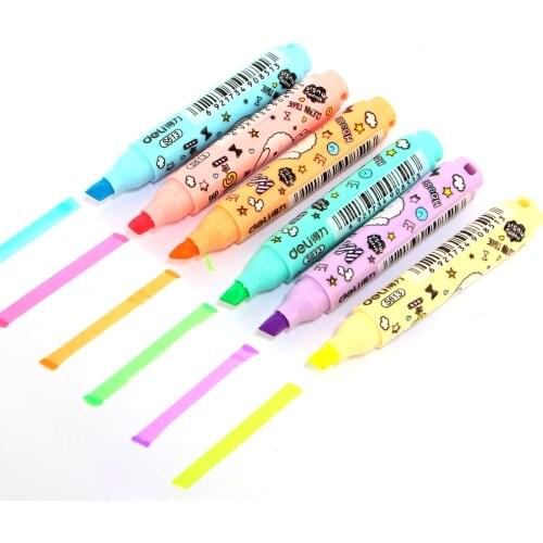6pcs/Lot 6 Colors Kawaii Cute Text Separators Colored Invisible Liner Markers Copic Art Marker Highlighters Pen