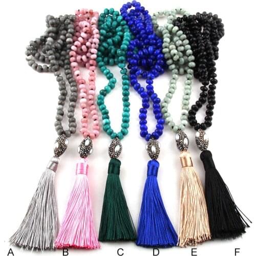 Free Shipping Fashion Bohemian Tribal Jewelry Abacus Stones Oval Pearl Crystal Link Tassel Necklaces