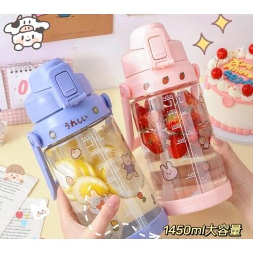 Large-capacity cup body with scale and portable female summer sports cute super large straw water bottle J05