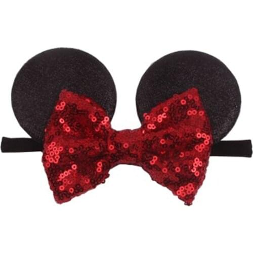 Disney 1pc Headdress Minnie Mickey Ear Sequins Fashion Cute Hair Accessories Party Headdress Bow Kids Gifts