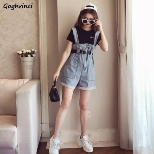 Rompers Women Denim Wide-leg High Waist Solid Korean Style Loose Vintage Summer Female Clothing Trendy All-match Bodysuit Daily