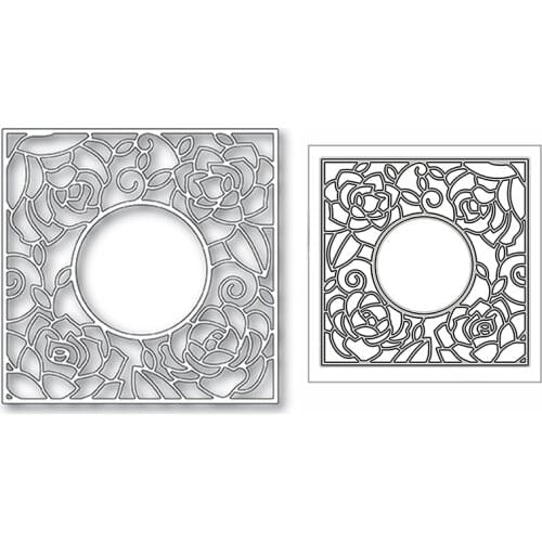 New Blooming Rose Square Frame Background 2020 Metal Cutting Dies for DIY Scrapbooking and Card Making Embossing Craft No Stamps