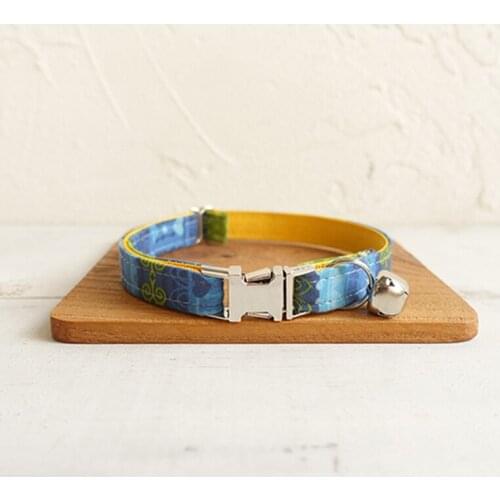 Pet Small Dog Collar THE FOLK YELLOW Fashion Adjustable Cat Nameplate ID 2 Sizes Poly Satin And Nylon Cat Collar Sash Small Bell