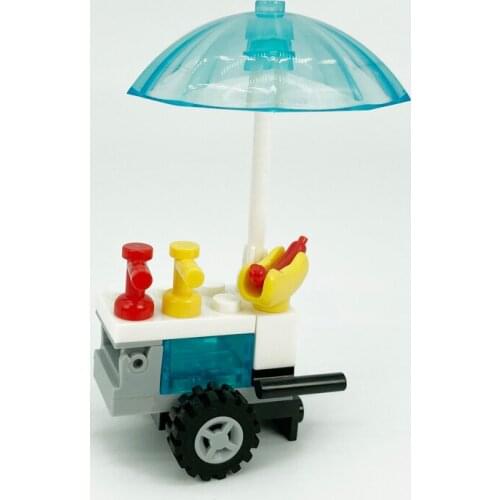 Food Trolley Drinking Bar MOC Compatible Major Brand Toys Building Block Road Classic Collections Assembled Brick Handmade