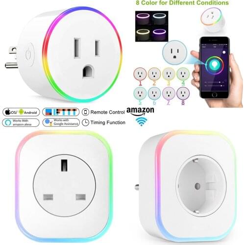 Smart Plug Socket WiFi Outlet Remote Control Timer Switch RGB Light USB Output Plug Works with Amazon Alexa Google Home D30